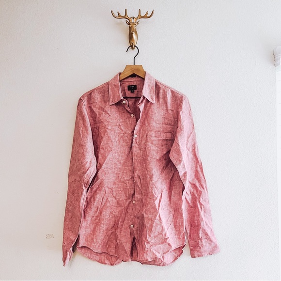 J. Crew Other - J Crew Men's Fuchsia Button Front Linen Shirt Size Medium